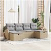 6-delars Trädgårdssoffa Set med Kuddar Beige Poly Rattan vidaXL 234 x 117 x 85 cm – miniatyr 1