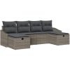 6-delars trädgårdssoffa set med kuddar i grå poly rattan vidaXL 55 x 62 x 69 cm – miniatyr 2