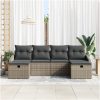 6-delars trädgårdssoffa set med kuddar i grå poly rattan vidaXL 55 x 62 x 69 cm – miniatyr 3