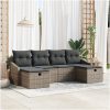 6-delars trädgårdssoffa set med kuddar i grå poly rattan vidaXL 55 x 62 x 69 cm – miniatyr 1