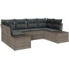 6 Delars Trädgårdssoffan med Kuddar Grå Polyrotting vidaXL 234 x 154 x 85 cm – miniatyr 2