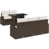6 Delars Trädgårdssoffaset med kuddar i brun poly rattan vidaXL 100 x 55 x 73 cm – miniatyr 2