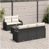 6-delars trädgårdssoffaset med kuddar svart poly rattan vidaXL Medium – miniatyr 3