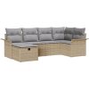 6-delars trädgårdssoffasett med kuddar beige poly rattan vidaXL 242.5 x 132.5 x 85 cm – miniatyr 2