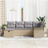 6-delars trädgårdssoffasett med kuddar beige poly rattan vidaXL 242.5 x 132.5 x 85 cm – miniatyr 3