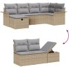 6-delars trädgårdssoffasett med kuddar beige poly rattan vidaXL 242.5 x 132.5 x 85 cm – miniatyr 8