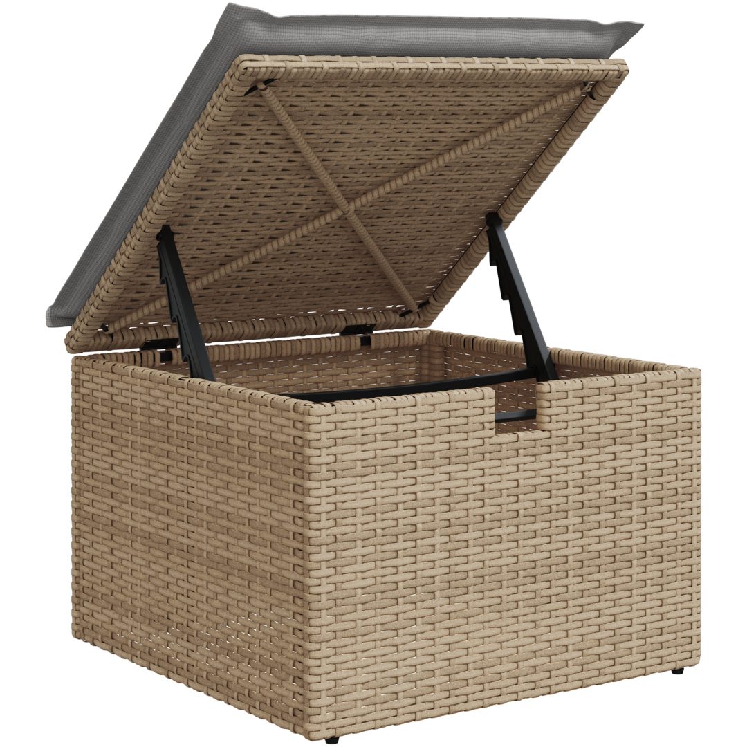 6-delars trädgårdssoffasett med kuddar beige poly rattan vidaXL 242.5 x 132.5 x 85 cm – bild 10