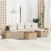 6-delars trädgårdssoffgrupp med beige kuddar i poly rattan vidaXL 55 x 55 x 37 cm – miniatyr 1