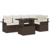 6-delars trädgårdssoffgrupp med kuddar, brun poly rattan vidaXL 100 x 55 x 73 cm – miniatyr 2