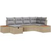 6 Delars Trädgårdssoffgrupp med kuddar i beige poly rattan vidaXL 264 x 154 x 85 cm – miniatyr 2