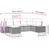 6 Delars Trädgårdssoffgrupp med kuddar i beige poly rattan vidaXL 264 x 154 x 85 cm – miniatyr 11