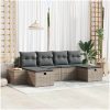 6-delars trädgårdssoffgrupp med kuddar i grått poly-rattan vidaXL 294 x 117 x 85 cm – miniatyr 1