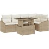 6 Delars Trädgårdssoffset med Kuddar Beige Poly Rattan vidaXL 100 x 55 x 73 cm – miniatyr 2