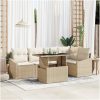 6 Delars Trädgårdssoffset med Kuddar Beige Poly Rattan vidaXL 100 x 55 x 73 cm – miniatyr 1