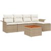 6-delars trädgårdssoffset med kuddar beige poly-rotting akacia vidaXL 55 x 55 x 37 cm – miniatyr 2