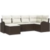 6-delars Trädgårdssoffset med kuddar Brun Poly Rattan vidaXL 234 x 124 x 85 cm – miniatyr 2