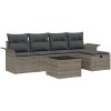 6-delars Trädgårdssoffset med Kuddar Grå Poly Rattan vidaXL 251 x 117 x 85 cm – miniatyr 2