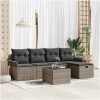 6-delars Trädgårdssoffset med Kuddar Grå Poly Rattan vidaXL 251 x 117 x 85 cm – miniatyr 1