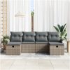 6 Delars Trädgårdssoffset med Kuddar Grå Poly Rattan vidaXL 251 x 117 x 85 cm – miniatyr 3