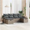 6 Delars Trädgårdssoffset med Kuddar Grå Poly Rattan vidaXL 251 x 117 x 85 cm – miniatyr 1