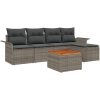 6 Delars Trädgårdssoffset med Kuddar Grå Rattan Akacia vidaXL 55 x 55 x 37 cm – miniatyr 2