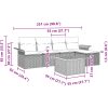 6 Delars Trädgårdssoffset med Kuddar Grå Rattan Akacia vidaXL 55 x 55 x 37 cm – miniatyr 9