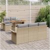 6-delars trädgårdssoffset med kuddar i beige poly rattan och akacia vidaXL 100 x 55 x 73 cm – miniatyr 3