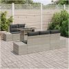6-delars trädgårdssoffset med kuddar, ljusgrå poly-rattan vidaXL 100 x 55 x 73 cm – miniatyr 3