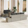 6-delars trädgårdssoffset med kuddar, ljusgrå poly-rattan vidaXL 100 x 55 x 73 cm – miniatyr 1