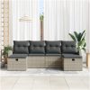 6 Delars Trädgårdssoffset med Kuddar Ljusgrå Poly Rattan vidaXL 234 x 117 x 85 cm – miniatyr 3