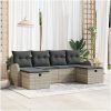 6 Delars Trädgårdssoffset med Kuddar Ljusgrå Poly Rattan vidaXL 234 x 117 x 85 cm – miniatyr 1