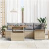 6-delars utemöbelset med kuddar i beige, poly rattan och akacia vidaXL 100 x 55 x 73 cm – miniatyr 3