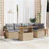 6-delars utemöbelset med kuddar i beige, poly rattan och akacia vidaXL 100 x 55 x 73 cm – miniatyr 1