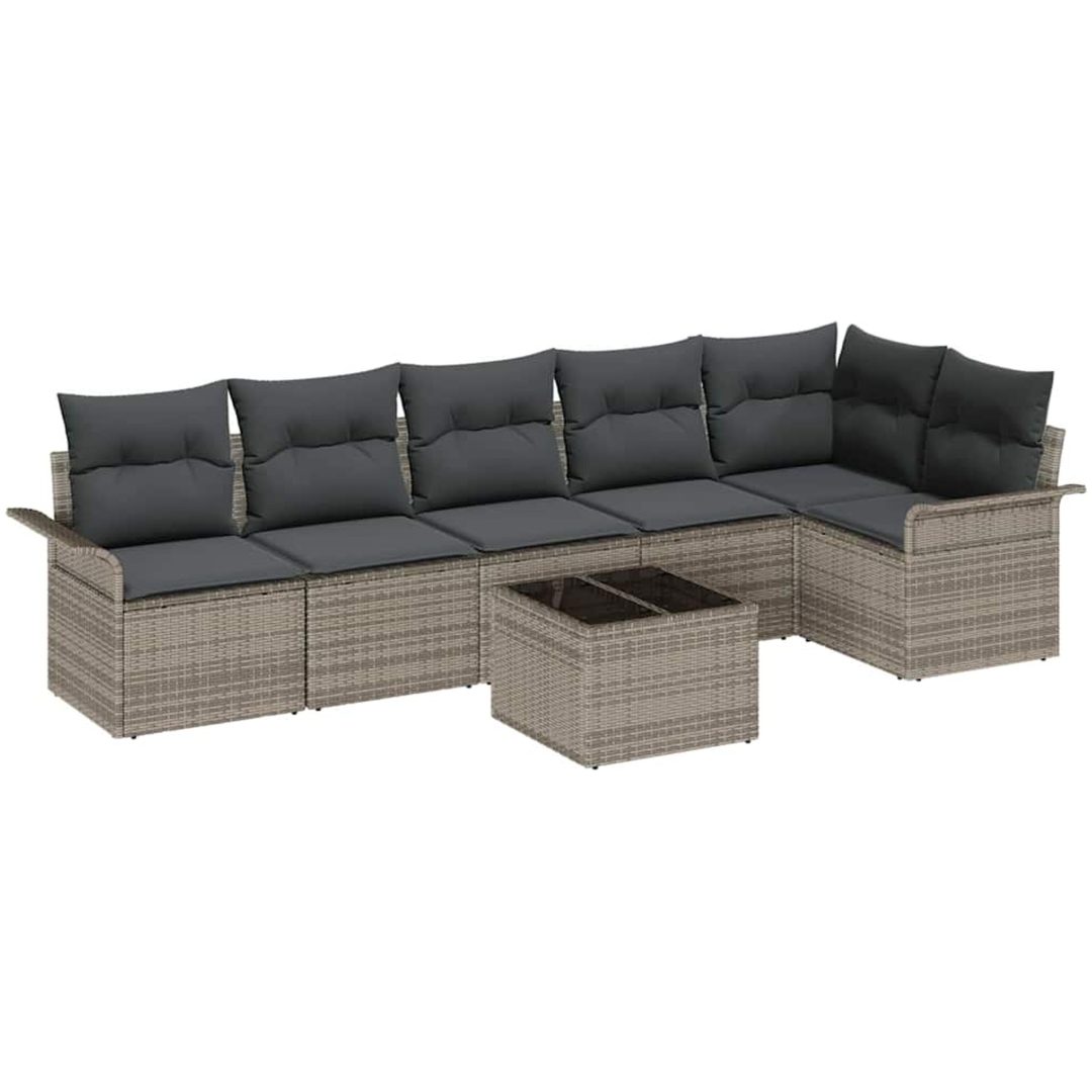 6-delars utemöbelset med kuddar, svart poly rattan vidaXL 55 x 55 x 37 cm – bild 2