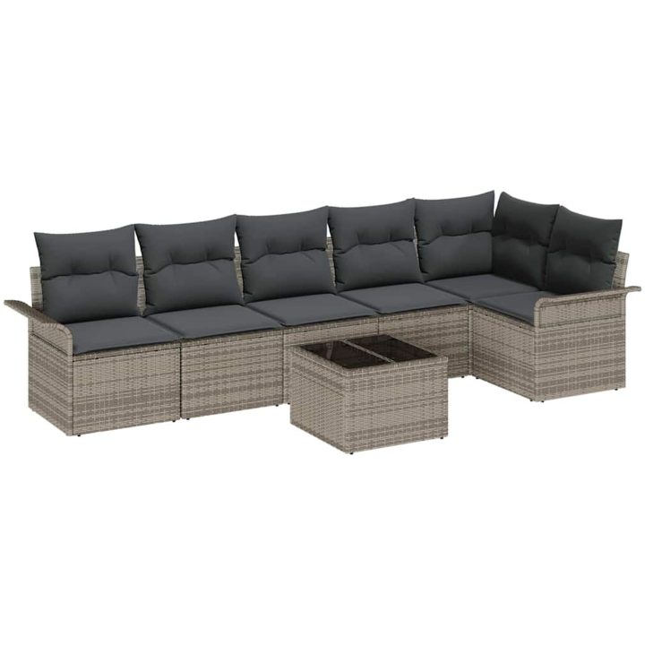 6-delars utemöbelset med kuddar, svart poly rattan vidaXL 55 x 55 x 37 cm – bild 2