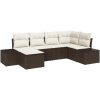 6-delars utemöbelsset med kuddar brun polyrotting vidaXL 264 x 154 x 85 cm – miniatyr 2