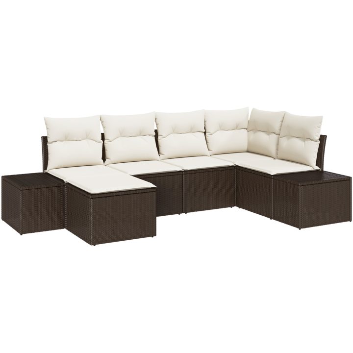 6-delars utemöbelsset med kuddar brun polyrotting vidaXL 264 x 154 x 85 cm – bild 2