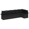 6-delars utesoffa med kuddar - Svart polyrotting vidaXL 297,5 x 132,5 x 85 cm – miniatyr 2