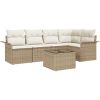6-delars utesoffa set med kuddar i brun polyrotting vidaXL 242.5 x 132.5 x 85 cm – miniatyr 2