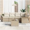 6-delars utesoffa set med kuddar i brun polyrotting vidaXL 242.5 x 132.5 x 85 cm – miniatyr 3