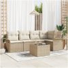 6-delars utesoffa set med kuddar i brun polyrotting vidaXL 242.5 x 132.5 x 85 cm – miniatyr 1