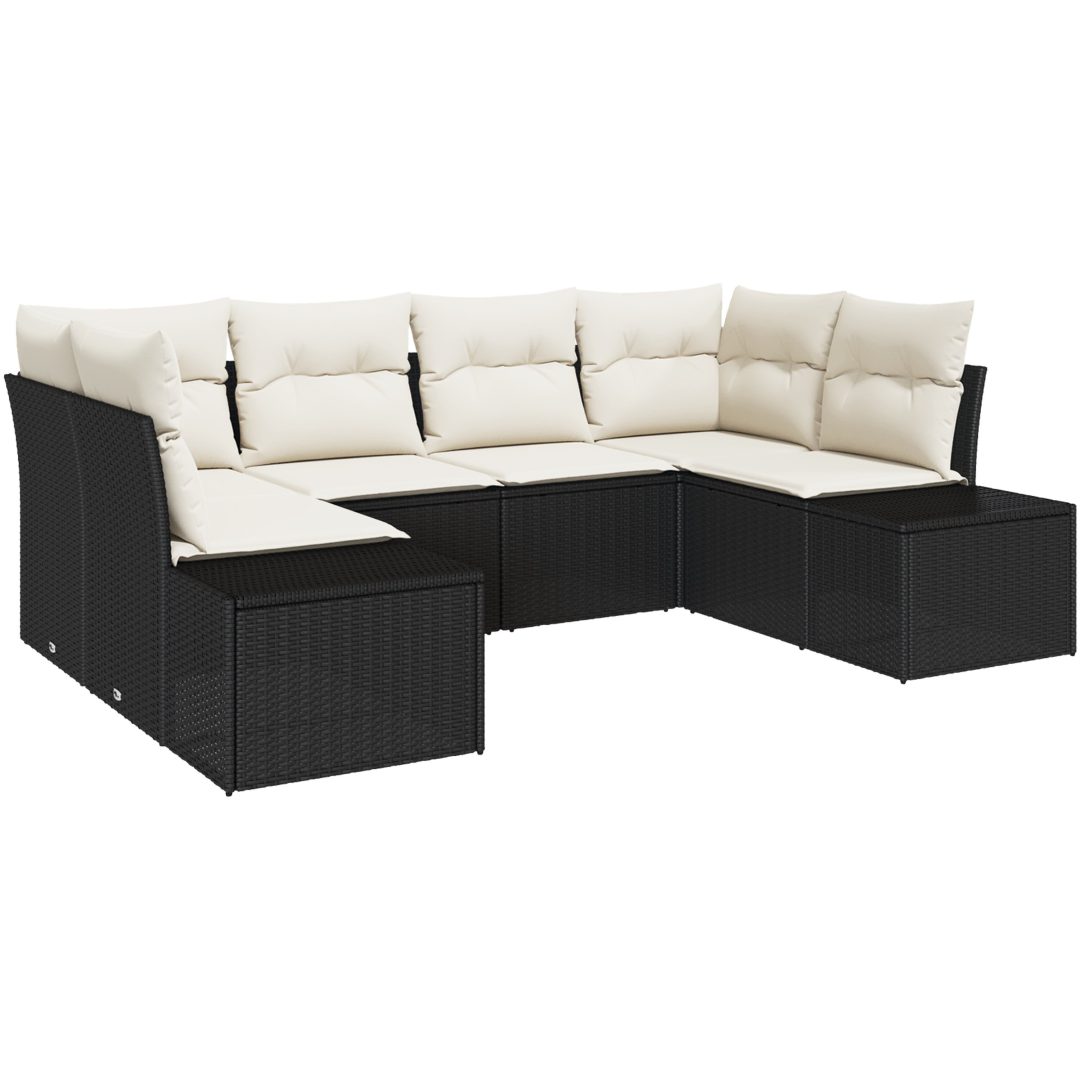 6 Delars Utesoffa Set med Kuddar Svart Poly Rattan vidaXL 234 x 154 x 85 cm – bild 2