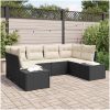 6 Delars Utesoffa Set med Kuddar Svart Poly Rattan vidaXL 234 x 154 x 85 cm – miniatyr 1