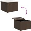 6-delat trädgårdsdining-set med kuddar Brun polyrotting vidaXL Large – miniatyr 11