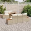 6-delat trädgårdsmöbelset med kuddar Beige Poly Rotting Akacia vidaXL 100 x 55 x 73 cm – miniatyr 3