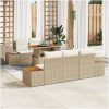 6-delat trädgårdsmöbelset med kuddar Beige Poly Rotting Akacia vidaXL 100 x 55 x 73 cm – miniatyr 1