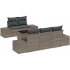 6-delat Trädgårdsmöbelset med Kuddar Grå Poly Rattan vidaXL 55 x 55 x 37 cm – miniatyr 2