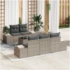 6-delat Trädgårdsmöbelset med Kuddar Grå Poly Rattan vidaXL 55 x 55 x 37 cm – miniatyr 1