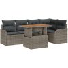 6-delat Trädgårdsofa set med Kuddar Grå Poly Rattan vidaXL 3 - Sits, 121 x 62 x 69 cm, mellan – miniatyr 2