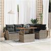 6-delat Trädgårdsofa set med Kuddar Grå Poly Rattan vidaXL 3 - Sits, 121 x 62 x 69 cm, mellan – miniatyr 1